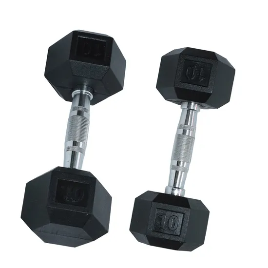 Ensemble d'haltères hexagonaux en fer personnalisables, articles de sport, équipement de Fitness pour gymnastique commerciale, haltère hexagonal recouvert de caoutchouc noir